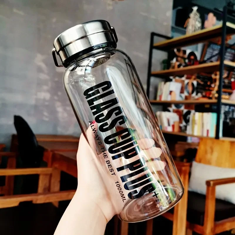 2L glazen waterfles met riem,  - Outdoor Sport Glass Water Bottle recensie en prijs